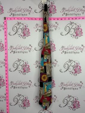 bill blass tie golf golfing Multi-Color Vintage Graphic Panel Tie